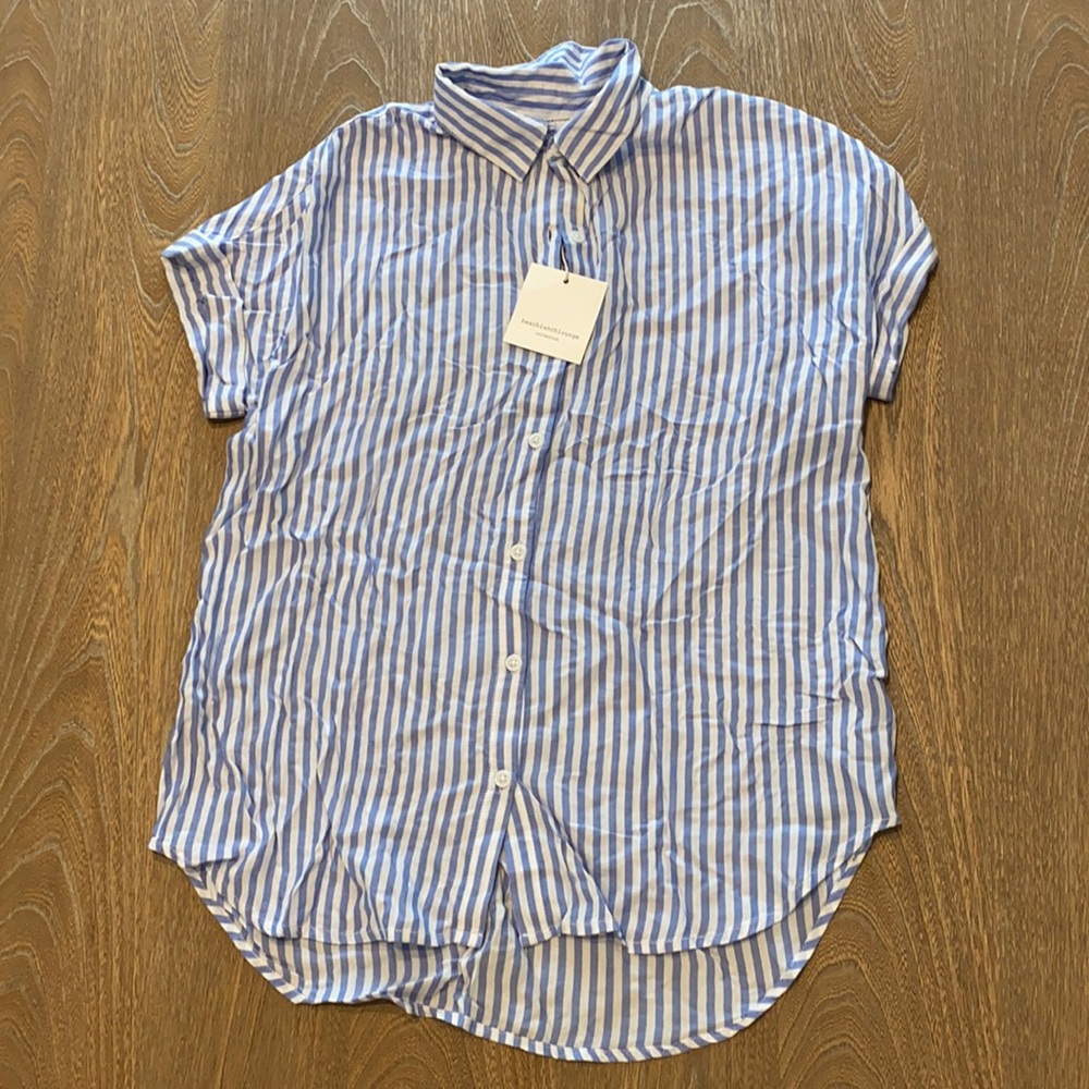 Stripped button down top